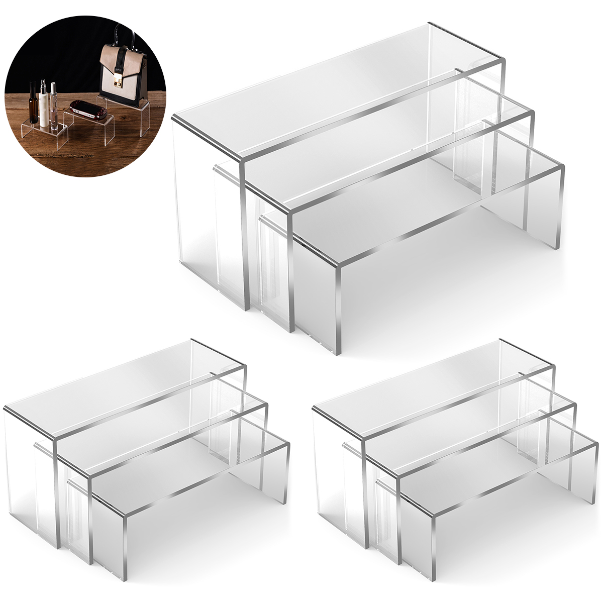 3/6/9 adet akrilik ekran stand - Display Risers Set incelemesi ve fiyatı